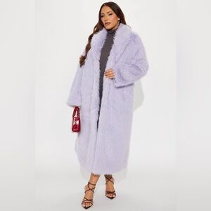 NWT Fashion Nova Lavender Faux Fur Coat 1X